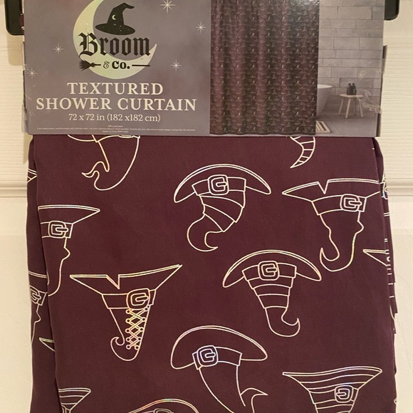 Halloween Shower Curtain, Purple Shower Curtain With Silver Witch Hats 72” x 72” - Picture 10 of 11